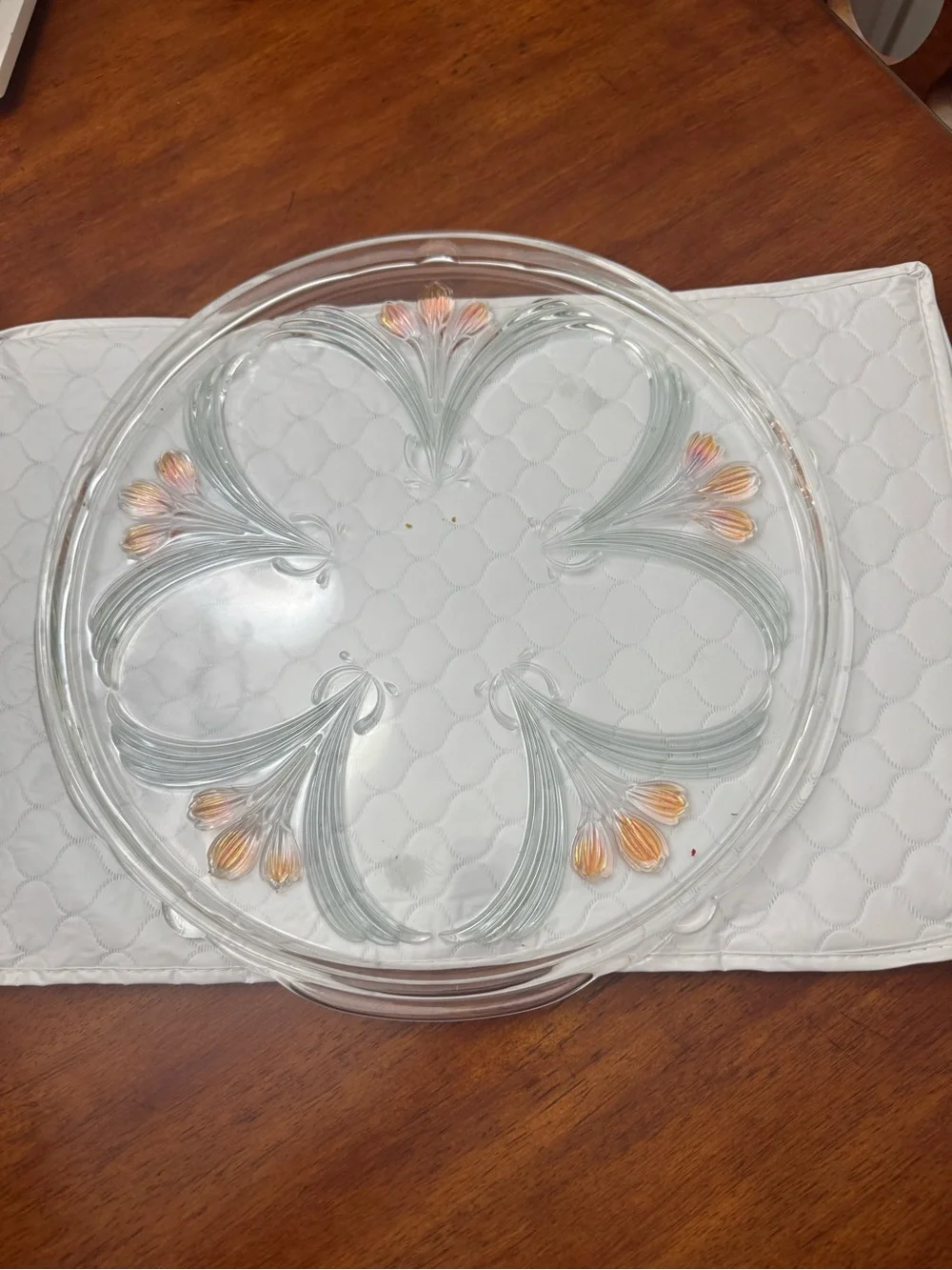 Mikasa “French Bouquet” Glass Serving Platter with Floral Swirl Accents